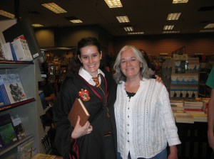 Mom and I at the Bookstar midnight book sale for Harry Potter and Deathly Hallows