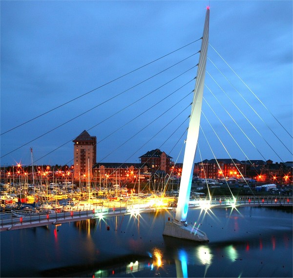 This is the Sail Bridge in Swansea Wales
